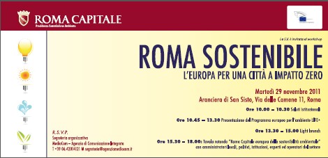 Invito al Convegno Roma Sostenibile 29 novembre 2011